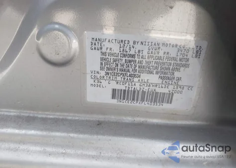 2015 Nissan Versa Note S (Sr)/S Plus/Sl/Sr/Sv z USA, uszkodzony, nr VIN 3N1CE2CPXFL403534